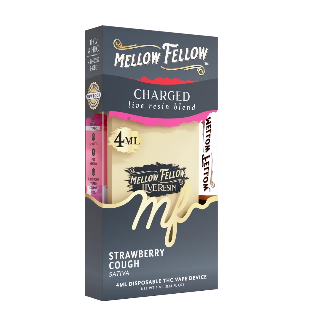 Charged Blend 4ml Live Resin Disposable Vape - Strawberry Cough (Sativa) - Mellow Fellow