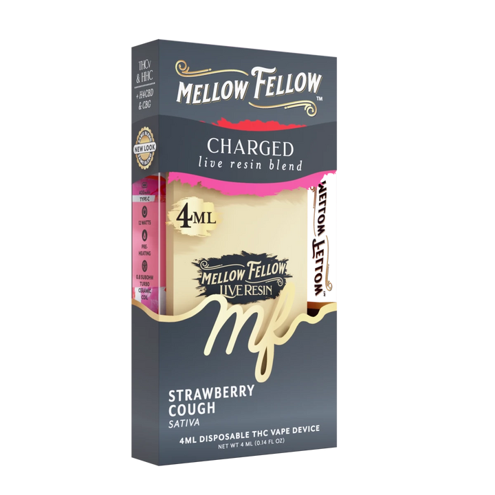 Charged Blend 4ml Live Resin Disposable Vape - Strawberry Cough (Sativa) - Mellow Fellow