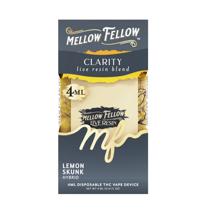 Clarity Blend 4ml Live Resin Disposable Vape - Lemon Skunk (Hybrid) Mellow Fellow Clarity Blend 4ml Live Resin Disposable Vape - Lemon Skunk (Hybrid) Mellow Fellow