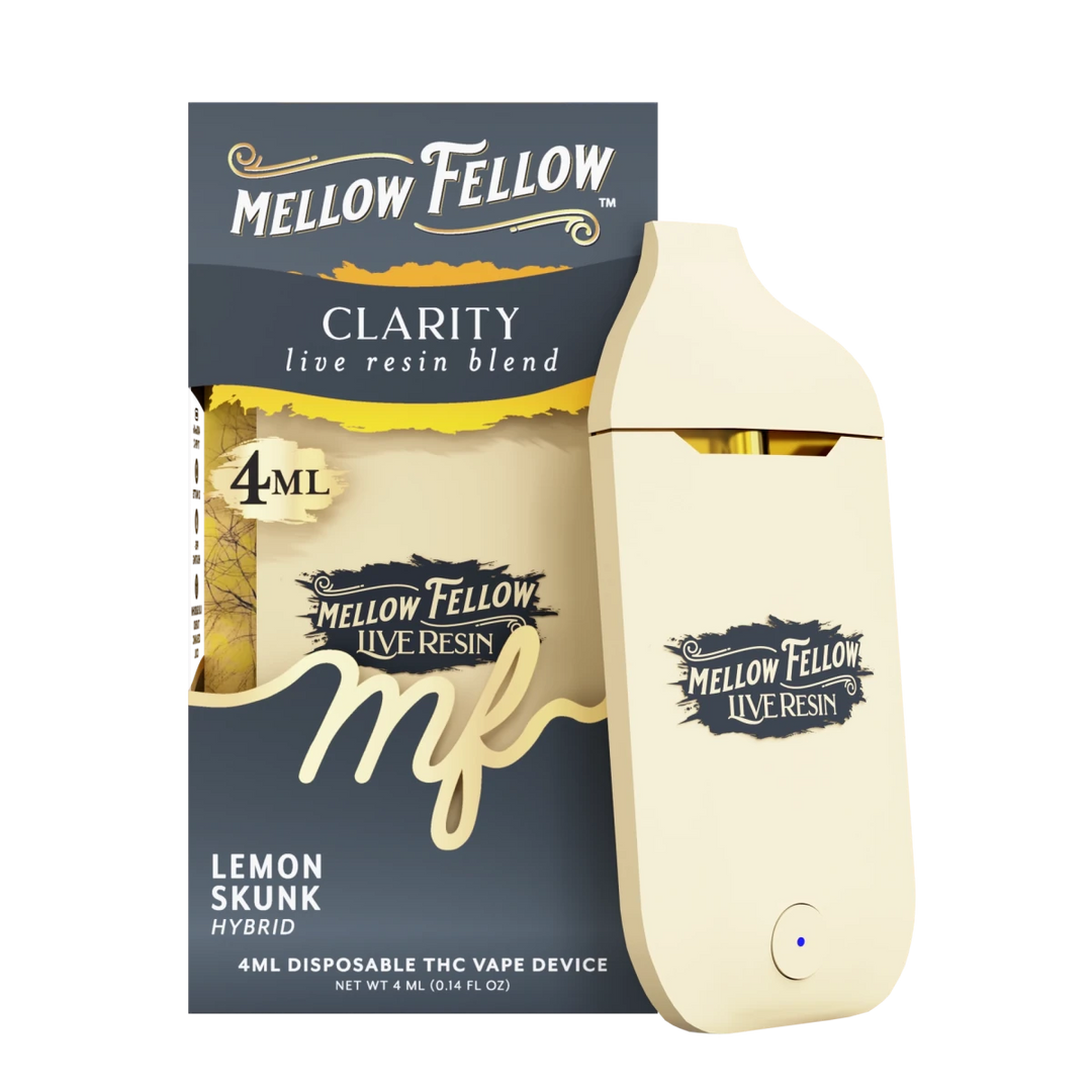 Clarity Blend 4ml Live Resin Disposable Vape - Lemon Skunk (Hybrid) Mellow Fellow Clarity Blend 4ml Live Resin Disposable Vape - Lemon Skunk (Hybrid) Mellow Fellow