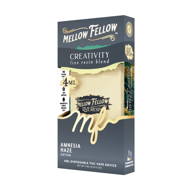 Creativity Blend 4ml Live Resin Disposable Vape - Amnesia Haze (Sativa) - Mellow Fellow