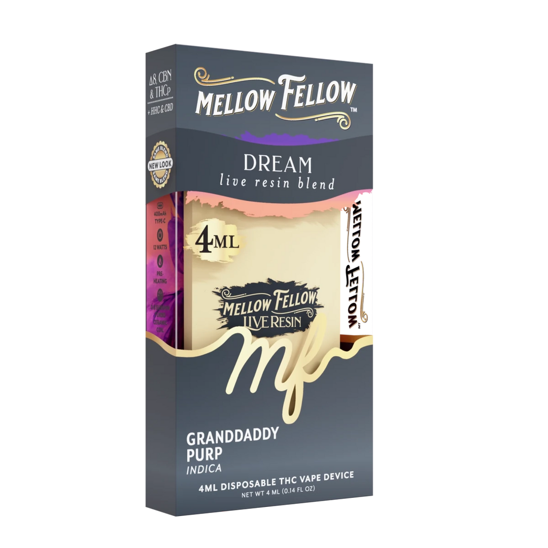 Dream Blend 4ml Live Resin Disposable Vape - Granddaddy Purp (Indica) - Mellow Fellow