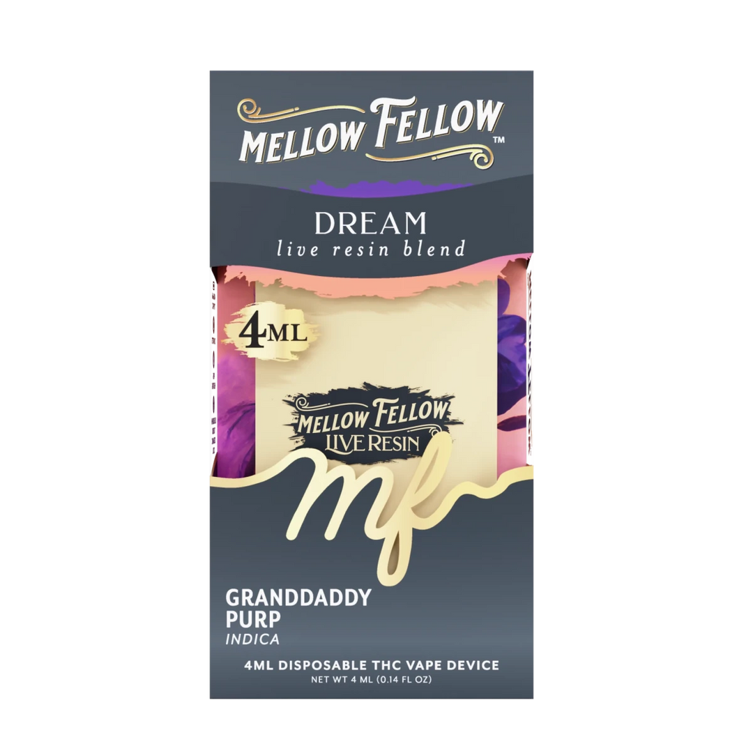 Dream Blend 4ml Live Resin Disposable Vape - Granddaddy Purp (Indica) - Mellow Fellow