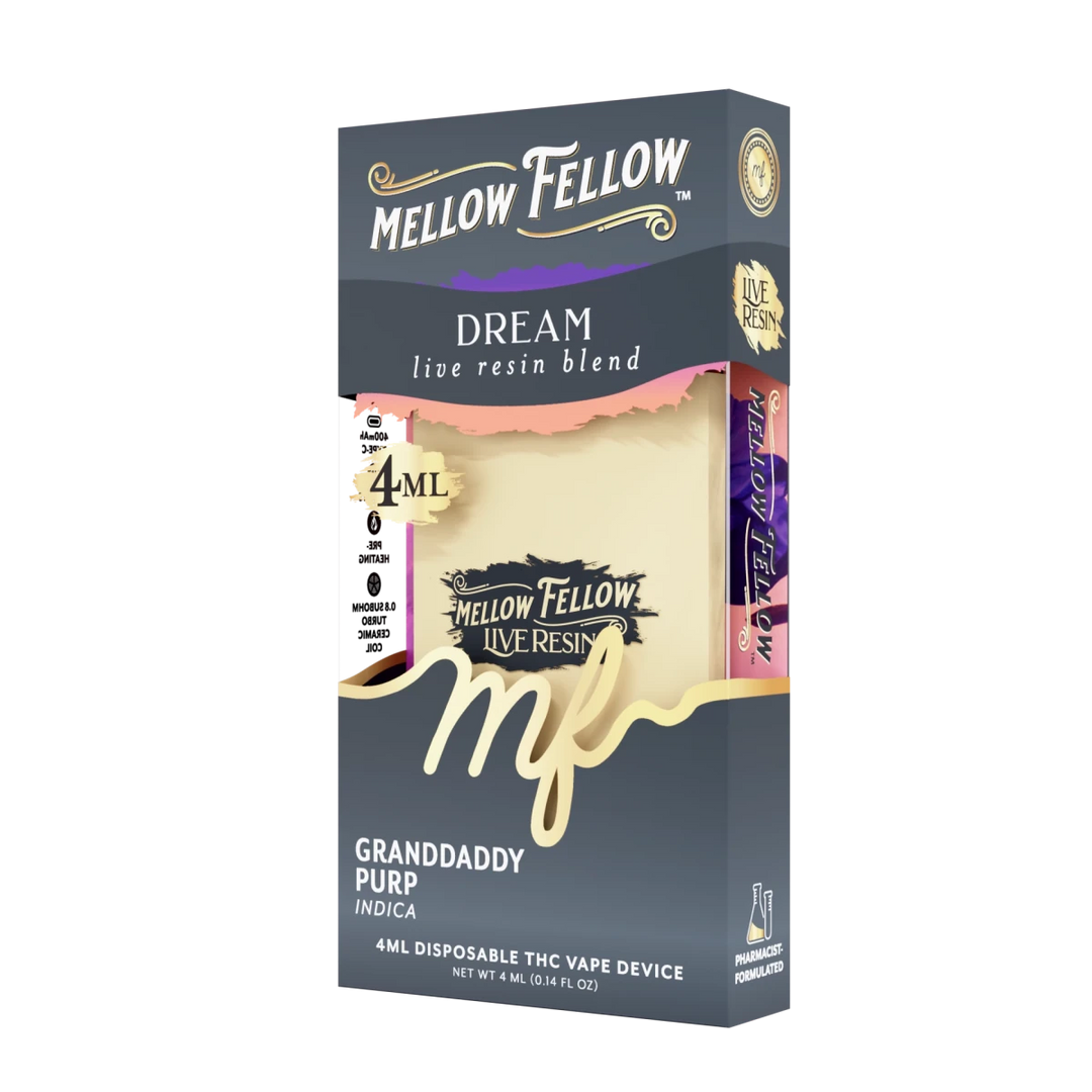 Dream Blend 4ml Live Resin Disposable Vape - Granddaddy Purp (Indica) - Mellow Fellow