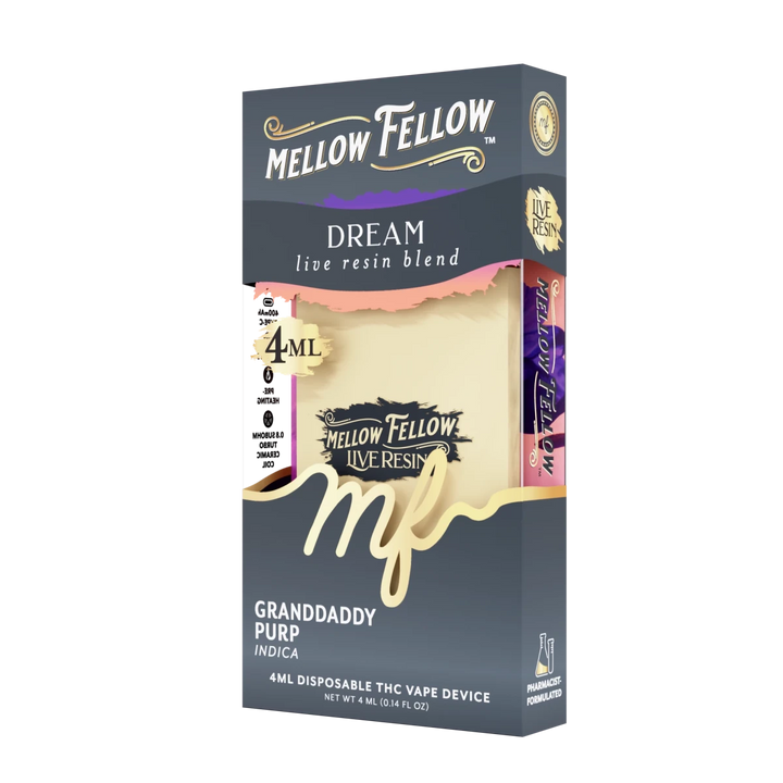 Dream Blend 4ml Live Resin Disposable Vape - Granddaddy Purp (Indica) - Mellow Fellow
