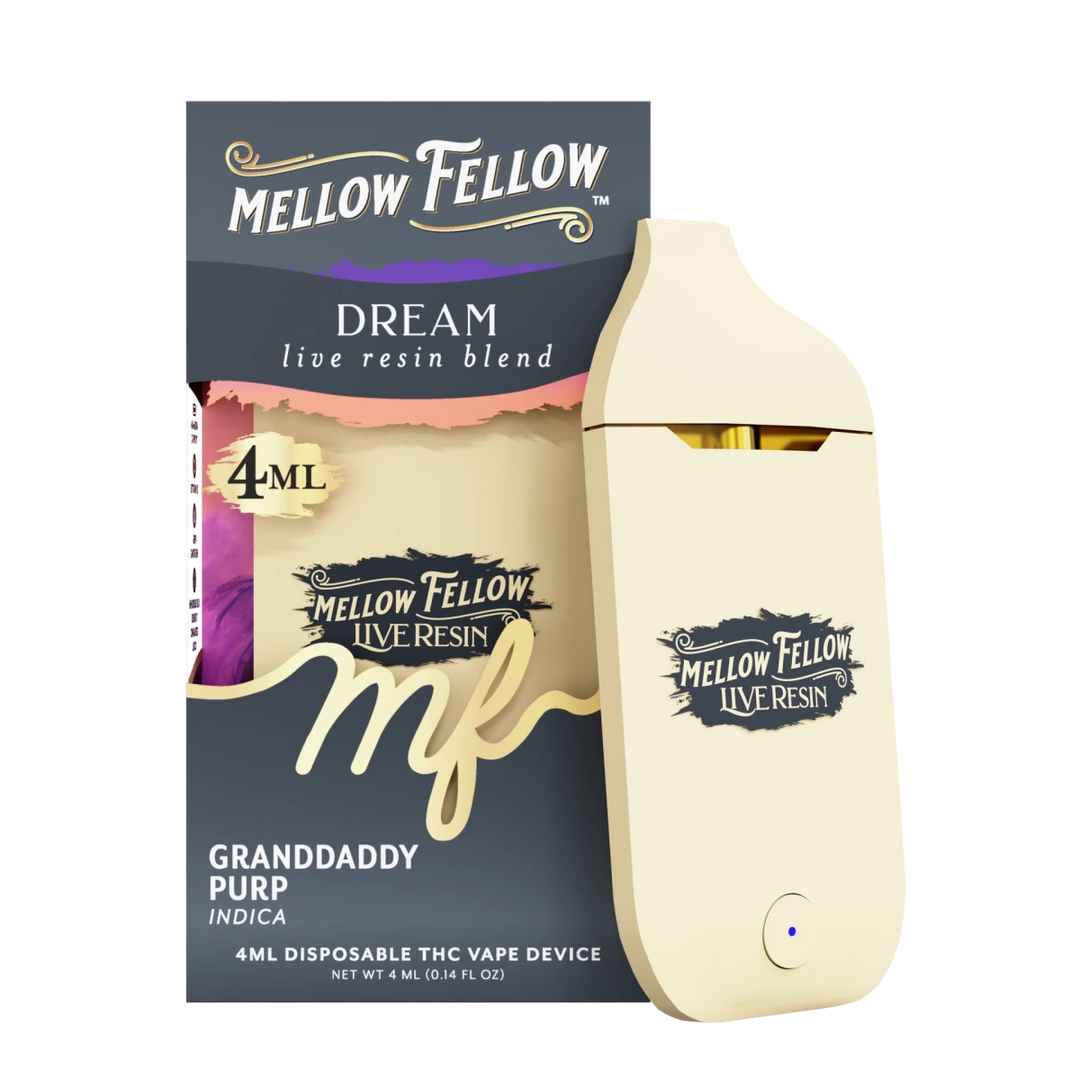Dream Blend 4ml Live Resin Disposable Vape - Granddaddy Purp (Indica) - Mellow Fellow