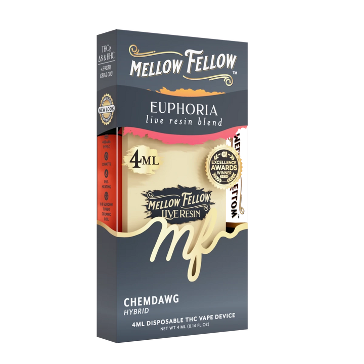 Euphoria Blend 4ml Live Resin Disposable Vape - Chemdawg (Hybrid) - Mellow Fellow