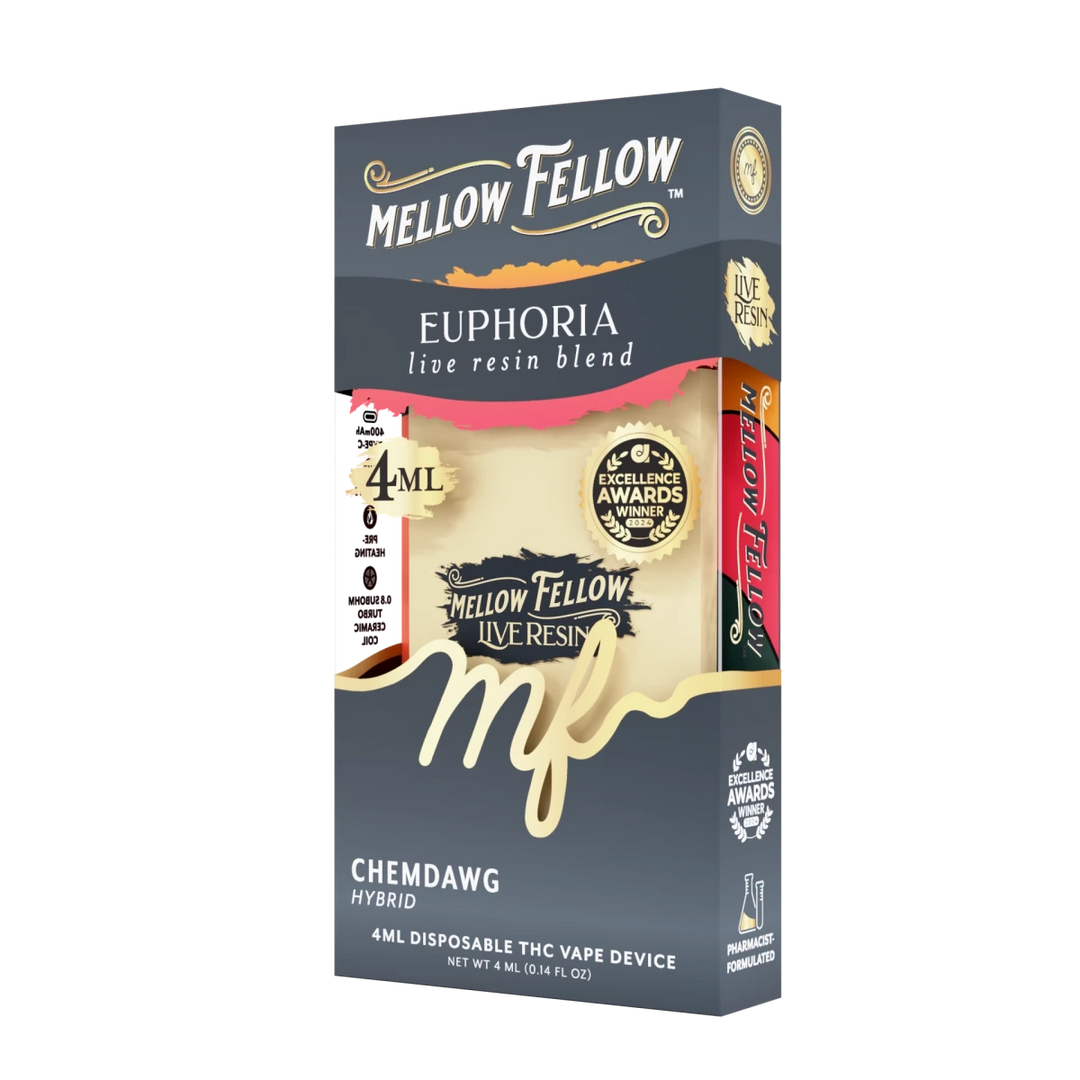 Euphoria Blend 4ml Live Resin Disposable Vape - Chemdawg (Hybrid) - Mellow Fellow