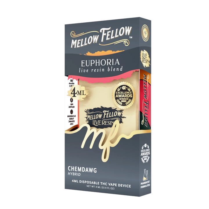 Euphoria Blend 4ml Live Resin Disposable Vape - Chemdawg (Hybrid) - Mellow Fellow