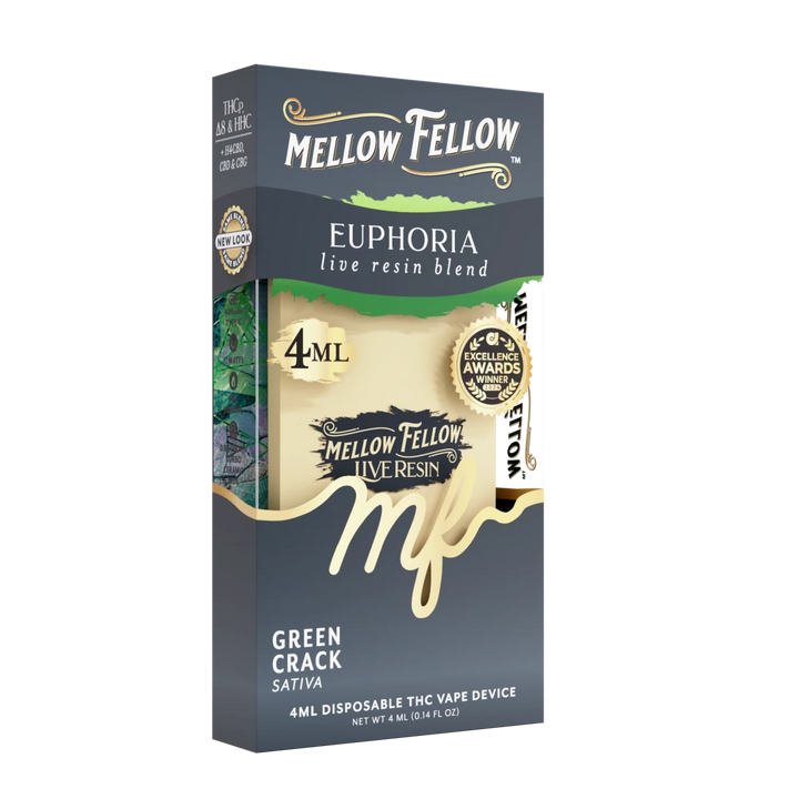 Euphoria Blend 4ml Live Resin Disposable Vape - Green Crack (Sativa) - Mellow Fellow
