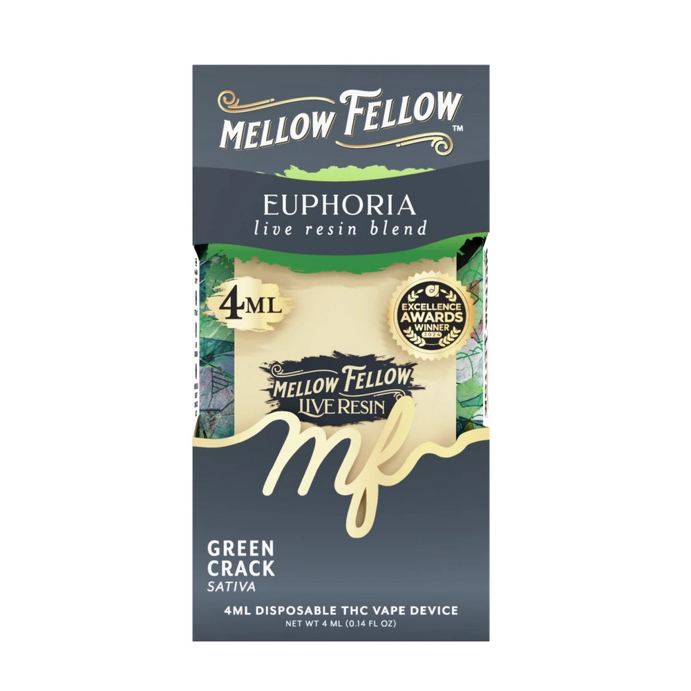 Euphoria Blend 4ml Live Resin Disposable Vape - Green Crack (Sativa) - Mellow Fellow