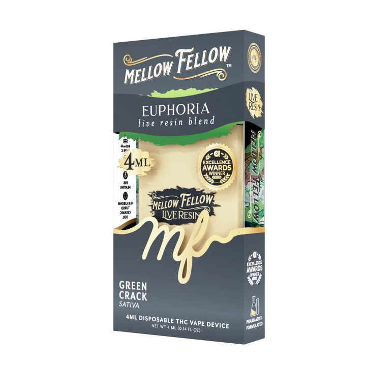 Euphoria Blend 4ml Live Resin Disposable Vape - Green Crack (Sativa) - Mellow Fellow