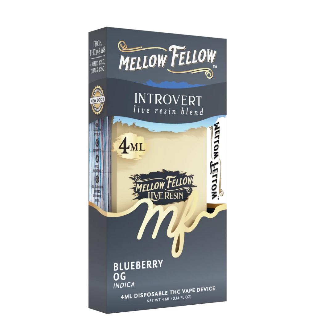Introvert Blend 4ml Live Resin Disposable Vape - Blueberry OG (Indica) - Mellow Fellow