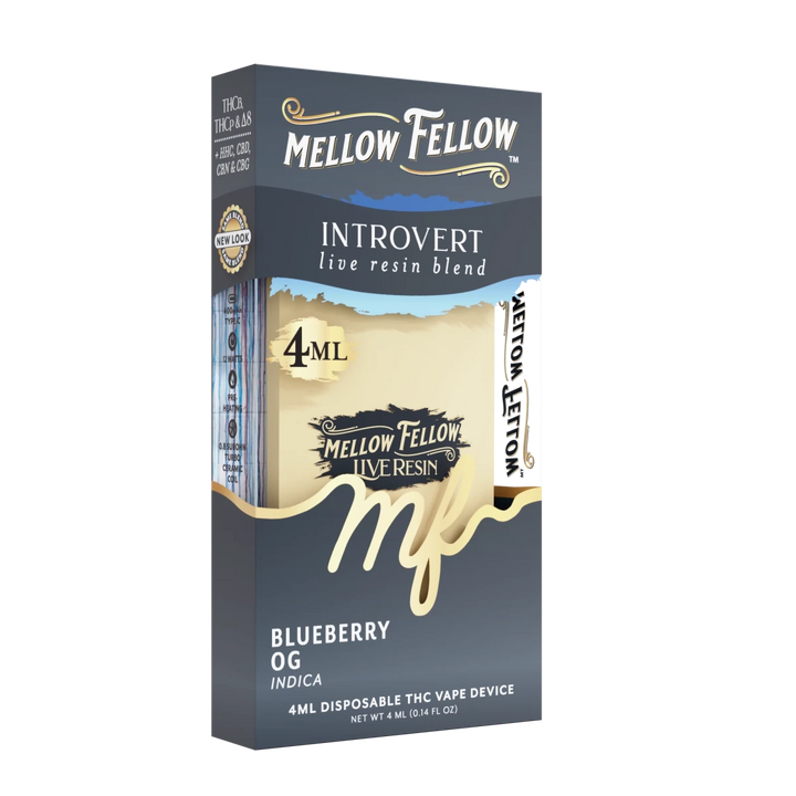 Introvert Blend 4ml Live Resin Disposable Vape - Blueberry OG (Indica) - Mellow Fellow