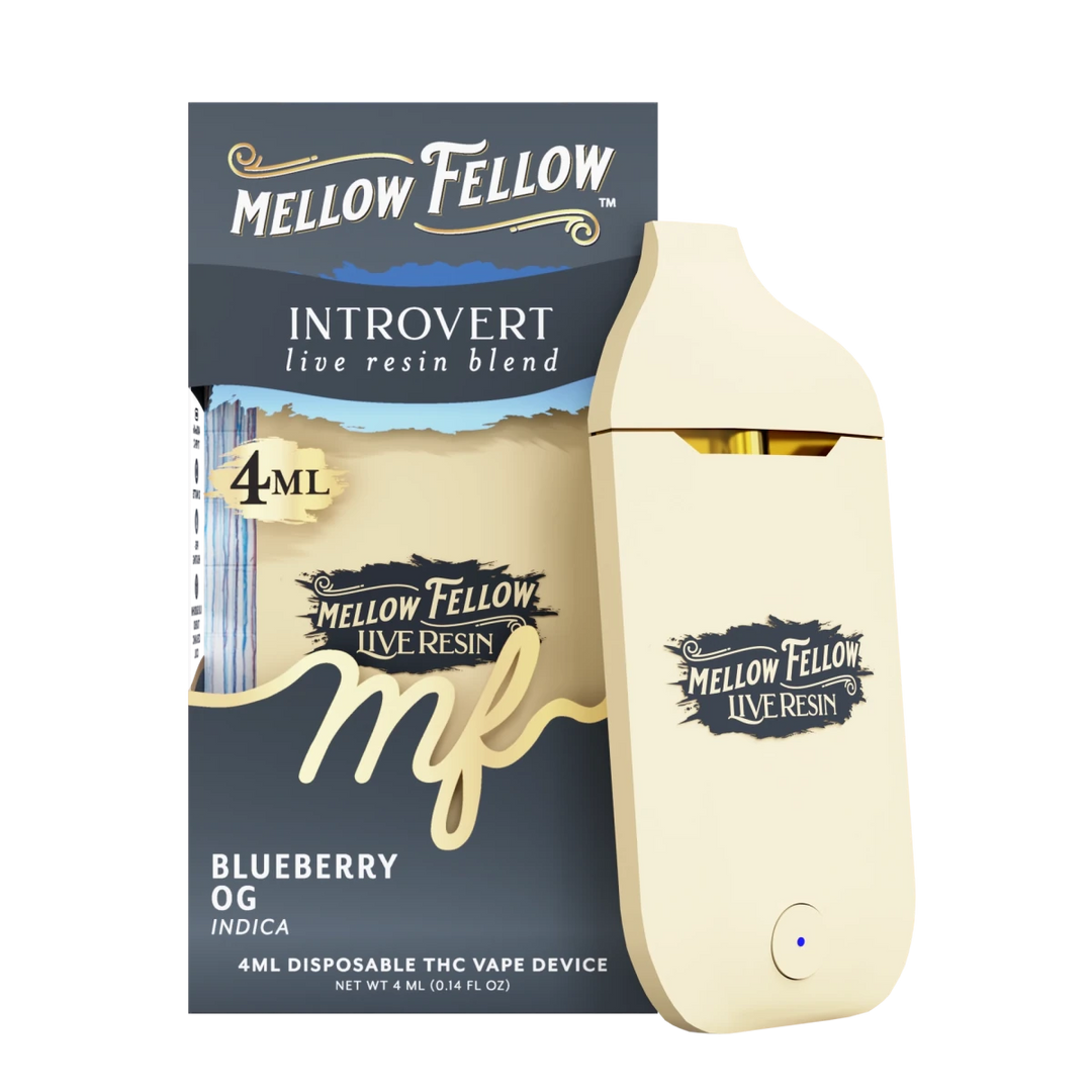 Introvert Blend 4ml Live Resin Disposable Vape - Blueberry OG (Indica) - Mellow Fellow
