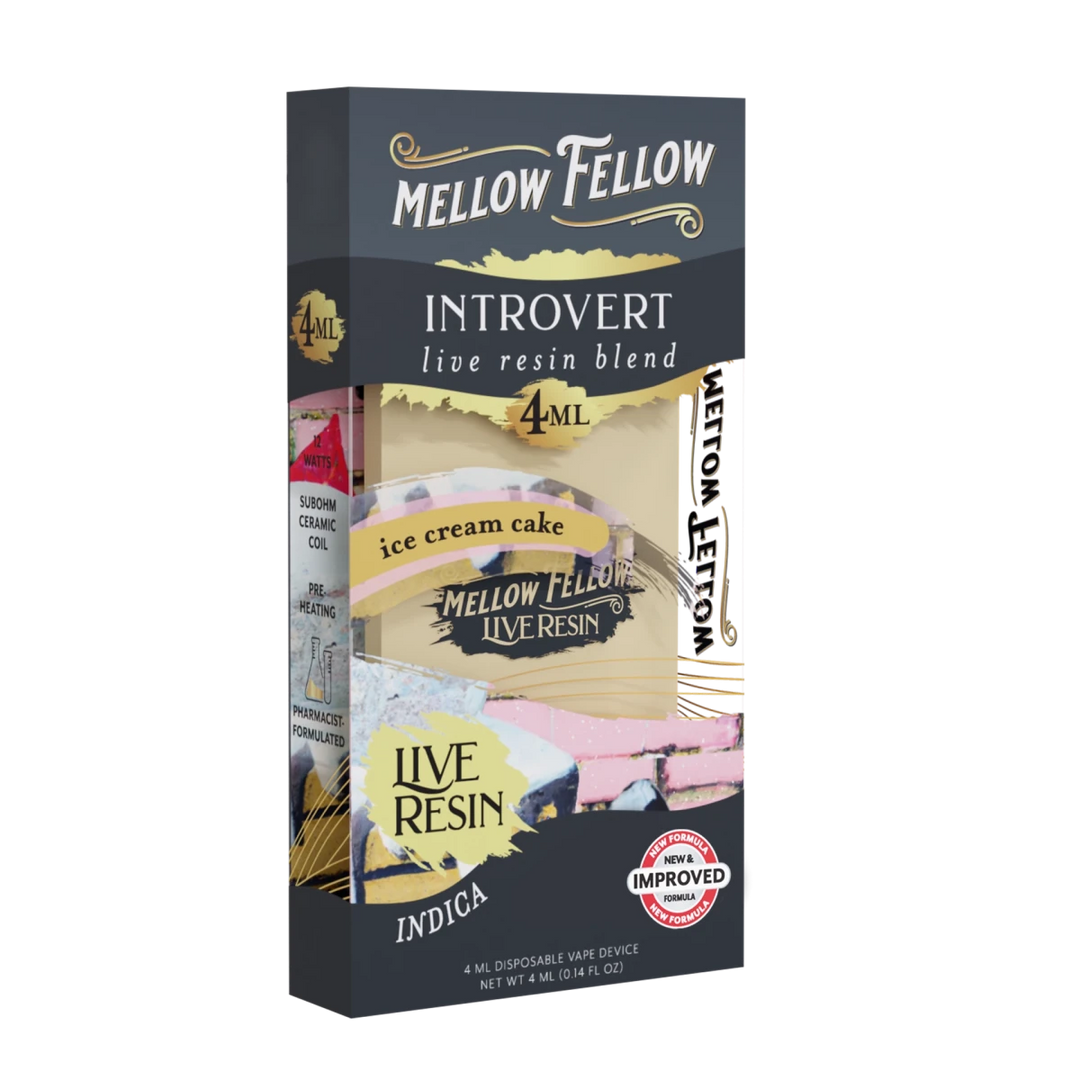 Introvert Blend 4ml Live Resin Disposable Vape - Ice Cream Cake (Indica) - Mellow Fellow