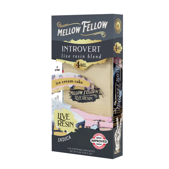 Introvert Blend 4ml Live Resin Disposable Vape - Ice Cream Cake (Indica) - Mellow Fellow