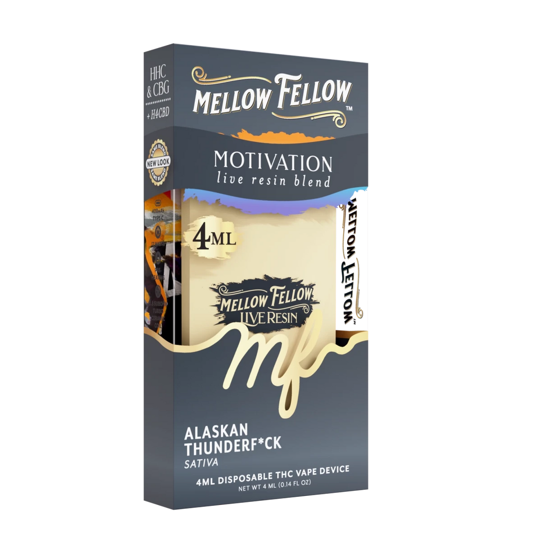 Motivation Blend 4ml Live Resin Disposable Vape - Alaskan Thunderf*ck (Sativa) - Mellow Fellow