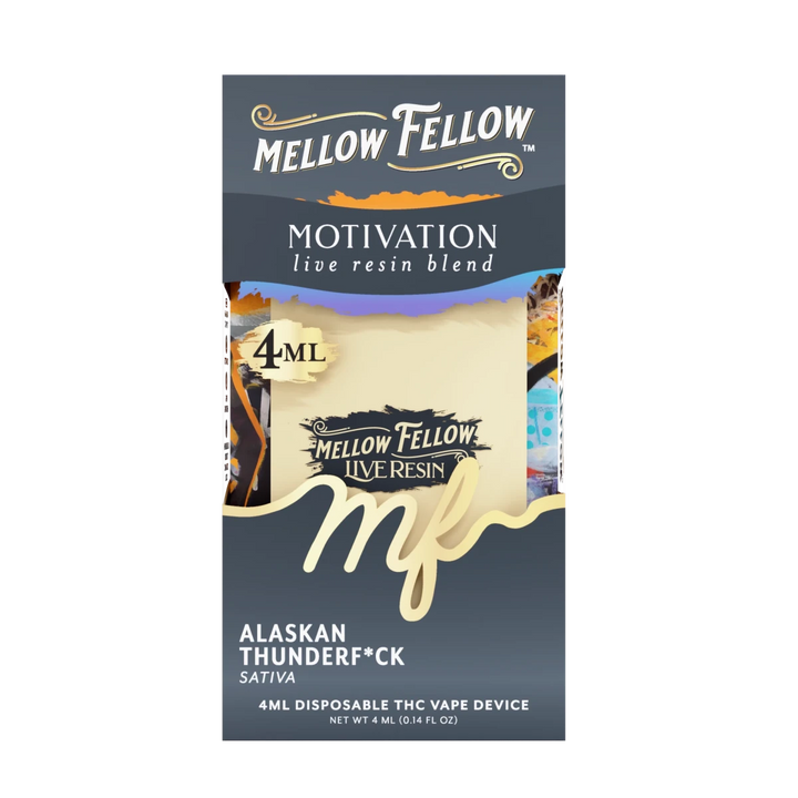 Motivation Blend 4ml Live Resin Disposable Vape - Alaskan Thunderf*ck (Sativa) - Mellow Fellow