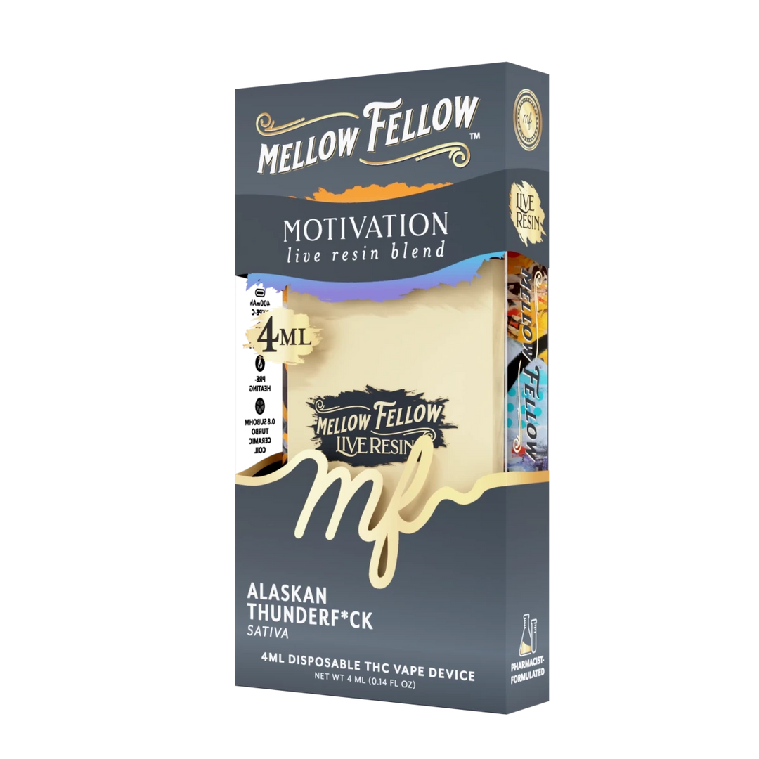Motivation Blend 4ml Live Resin Disposable Vape - Alaskan Thunderf*ck (Sativa) - Mellow Fellow