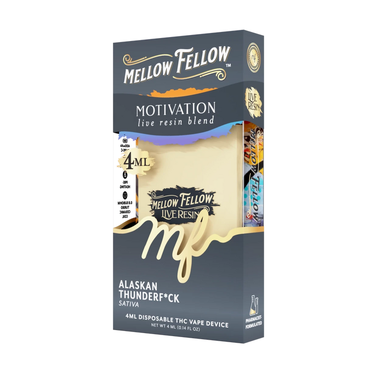 Motivation Blend 4ml Live Resin Disposable Vape - Alaskan Thunderf*ck (Sativa) - Mellow Fellow
