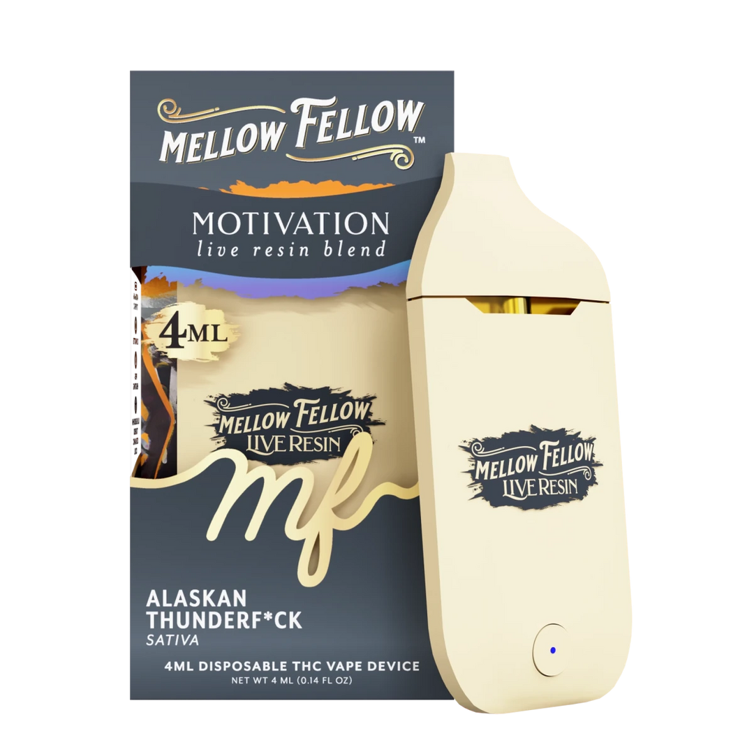 Motivation Blend 4ml Live Resin Disposable Vape - Alaskan Thunderf*ck (Sativa) - Mellow Fellow