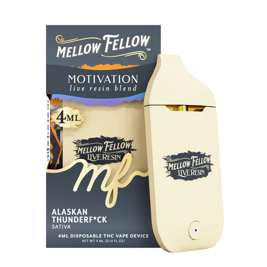 Motivation Blend 4ml Live Resin Disposable Vape - Alaskan Thunderf*ck (Sativa) - Mellow Fellow