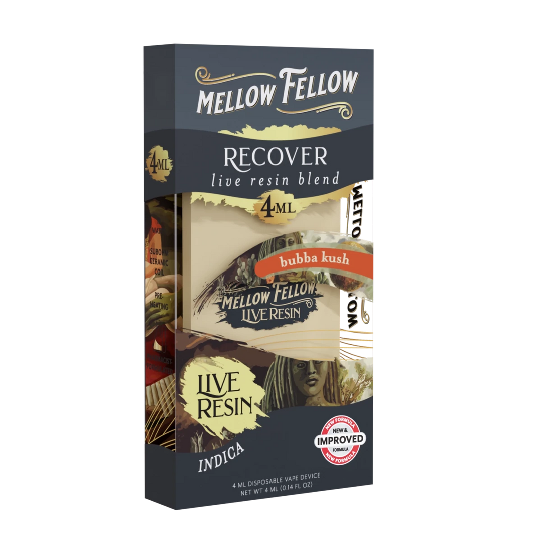 Recover Blend 4ml Live Resin Disposable Vape - Bubba Kush (Indica) - Mellow Fellow