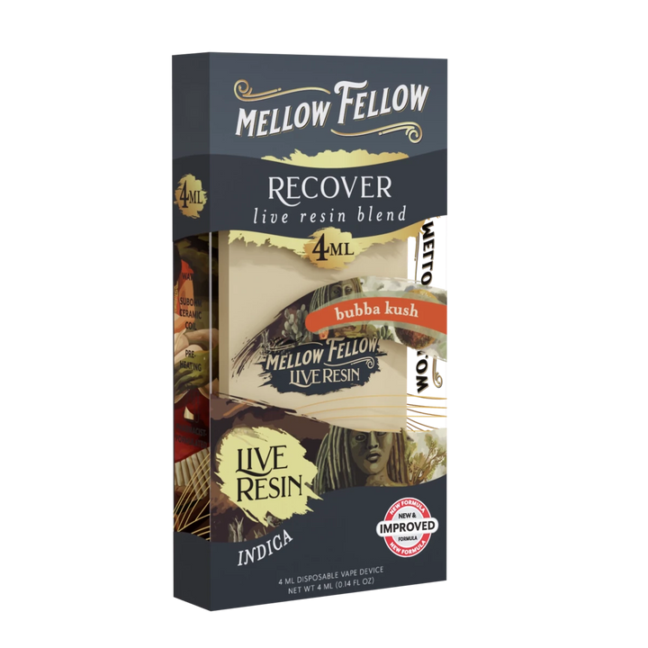 Recover Blend 4ml Live Resin Disposable Vape - Bubba Kush (Indica) - Mellow Fellow