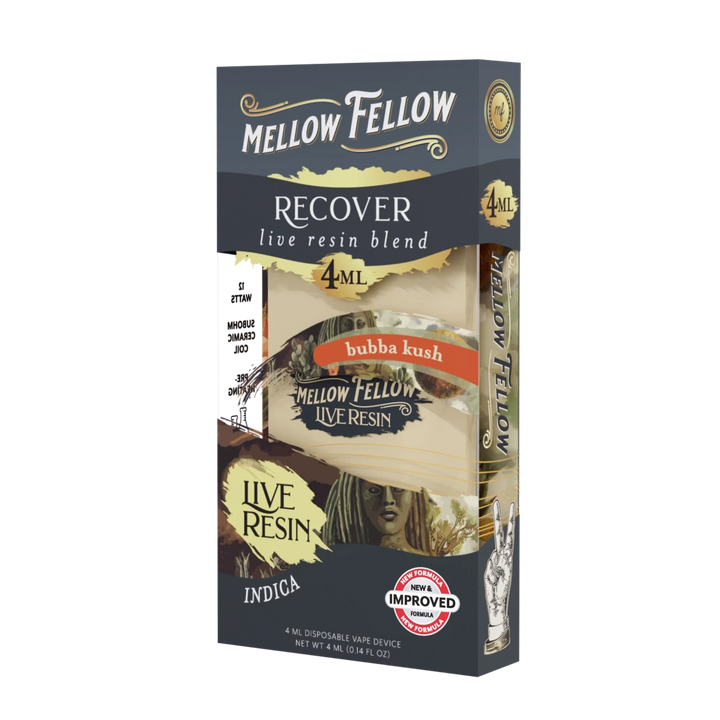 Recover Blend 4ml Live Resin Disposable Vape - Bubba Kush (Indica) - Mellow Fellow