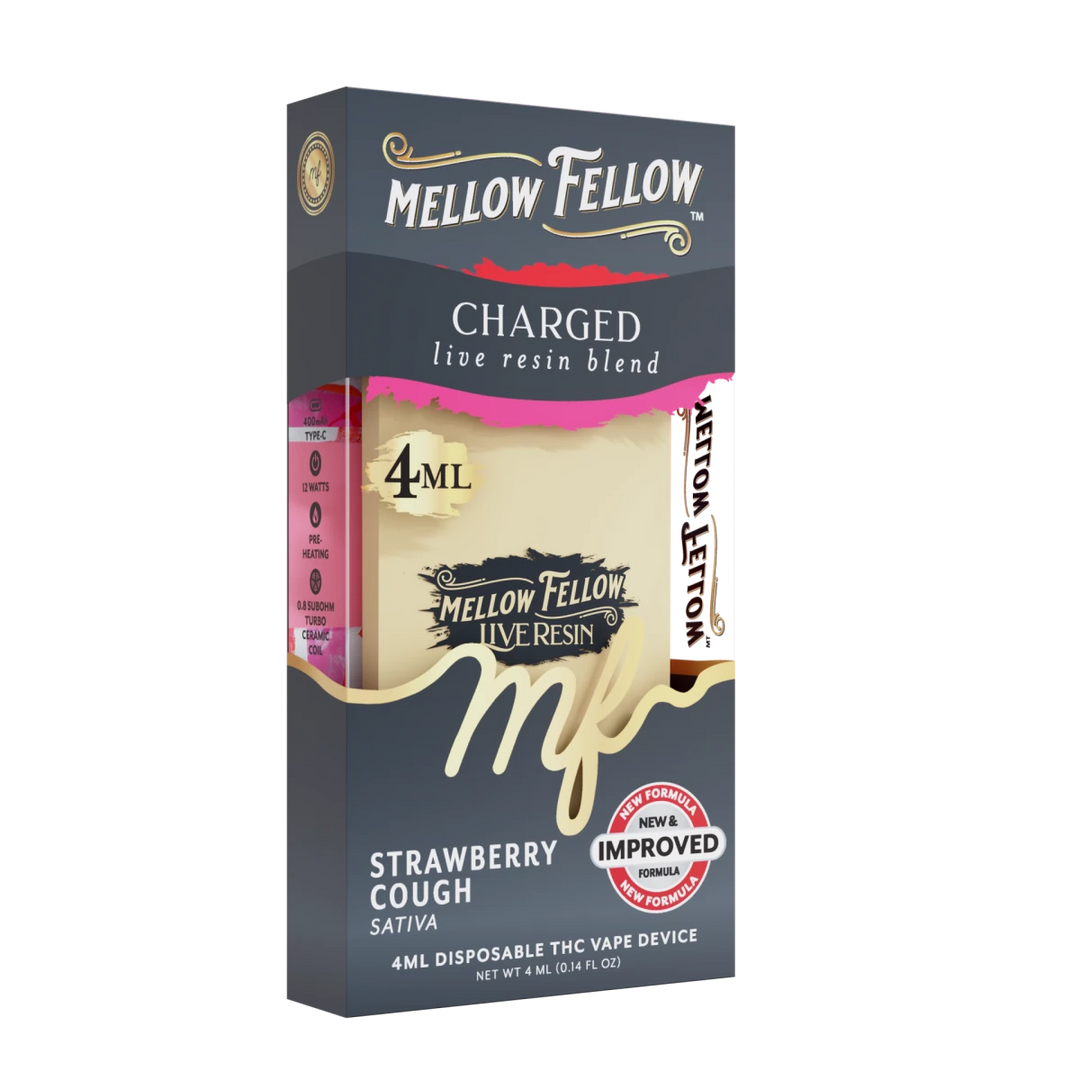 Charged Blend 4ml Live Resin Disposable Vape - Strawberry Cough (Sativa) - Mellow Fellow