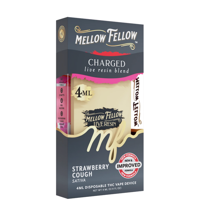Charged Blend 4ml Live Resin Disposable Vape - Strawberry Cough (Sativa) - Mellow Fellow