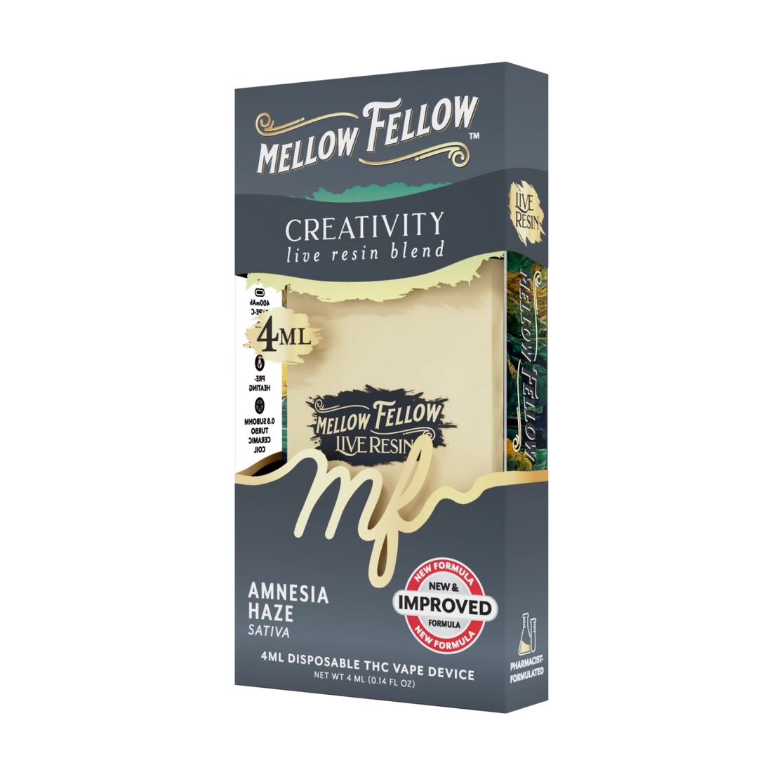 Creativity Blend 4ml Live Resin Disposable Vape - Amnesia Haze (Sativa) - Mellow Fellow
