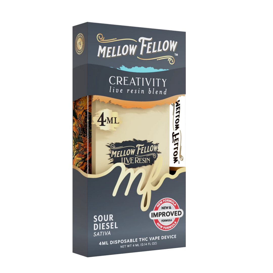 Creativity Blend 4ml Live Resin Disposable Vape - Sour Diesel (Sativa) - Mellow Fellow