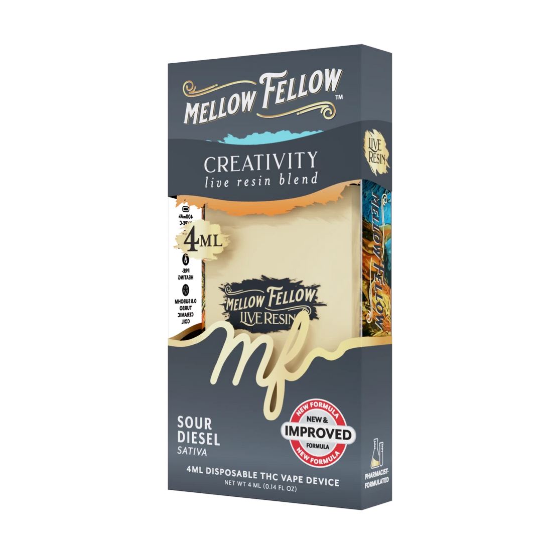 Creativity Blend 4ml Live Resin Disposable Vape - Sour Diesel (Sativa) - Mellow Fellow