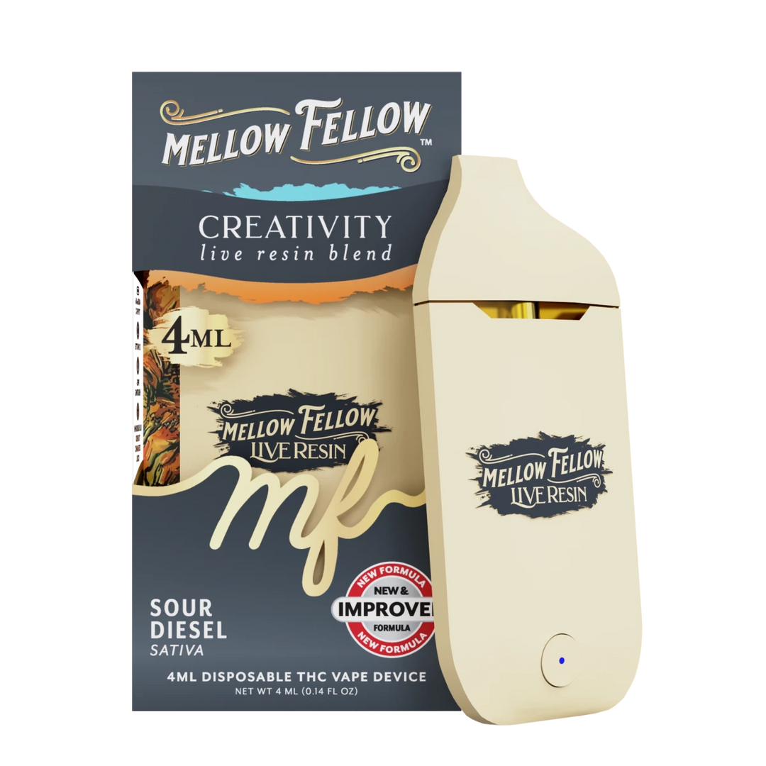 Creativity Blend 4ml Live Resin Disposable Vape - Sour Diesel (Sativa) - Mellow Fellow