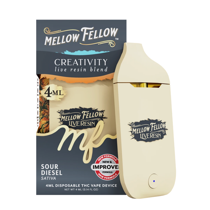 Creativity Blend 4ml Live Resin Disposable Vape - Sour Diesel (Sativa) - Mellow Fellow