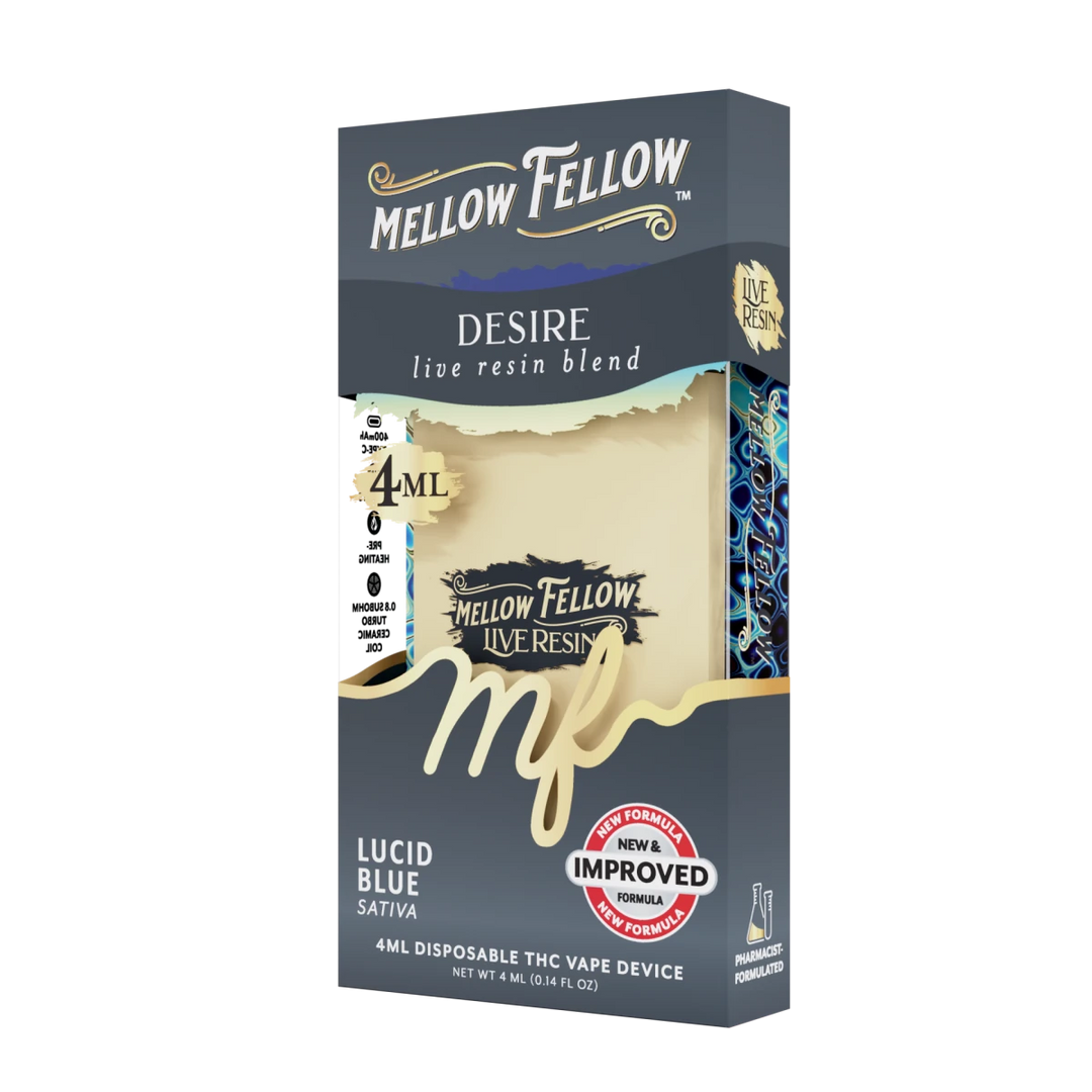 Desire Blend 4ml Live Resin Disposable Vape - Lucid Blue (Sativa) - Mellow Fellow