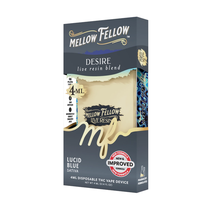 Desire Blend 4ml Live Resin Disposable Vape - Lucid Blue (Sativa) - Mellow Fellow