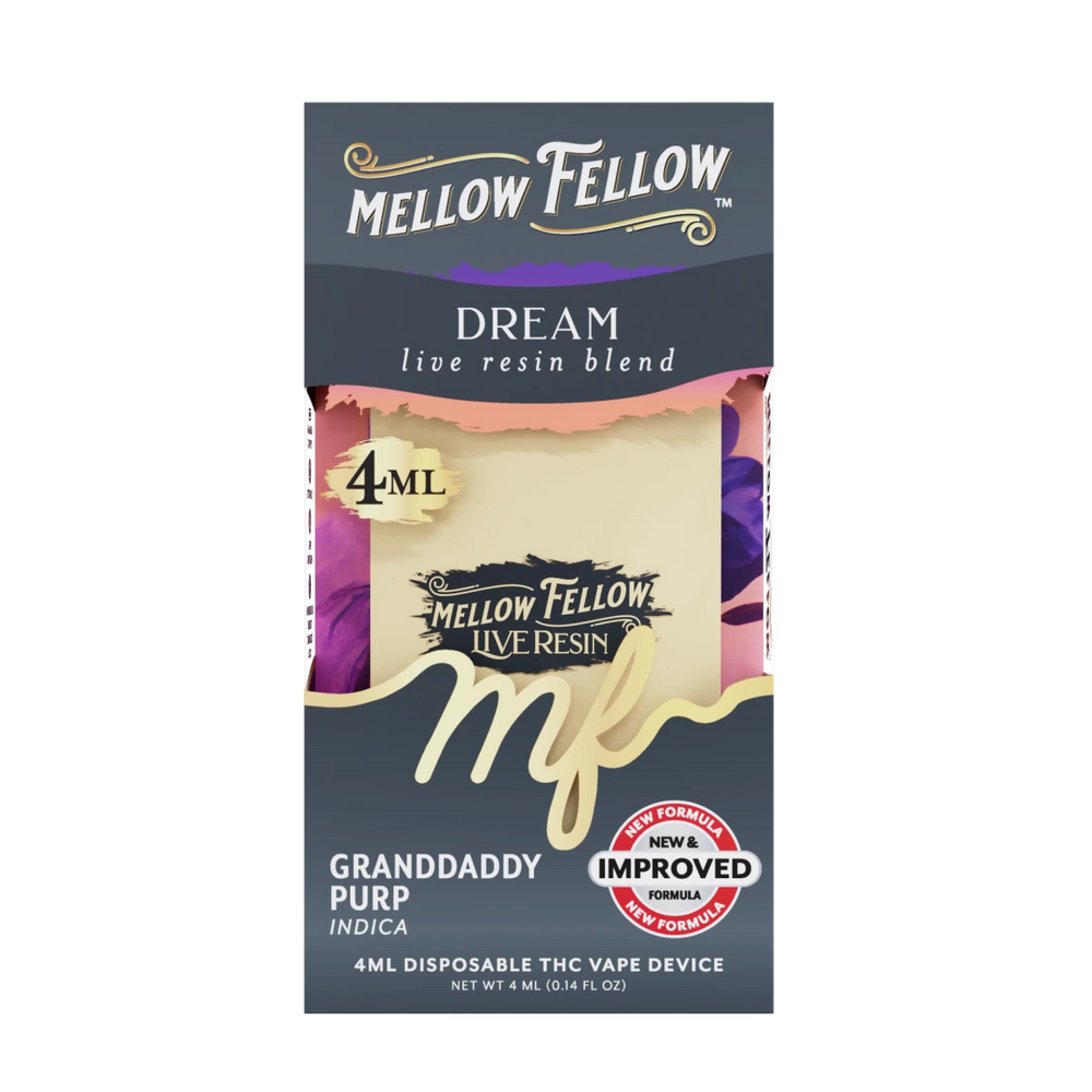 Dream Blend 4ml Live Resin Disposable Vape - Granddaddy Purp (Indica) - Mellow Fellow