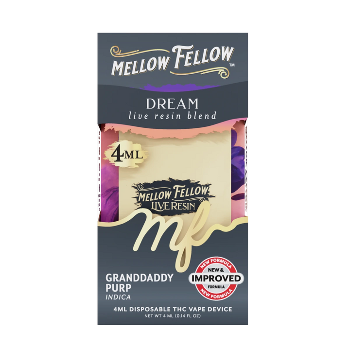 Dream Blend 4ml Live Resin Disposable Vape - Granddaddy Purp (Indica) - Mellow Fellow