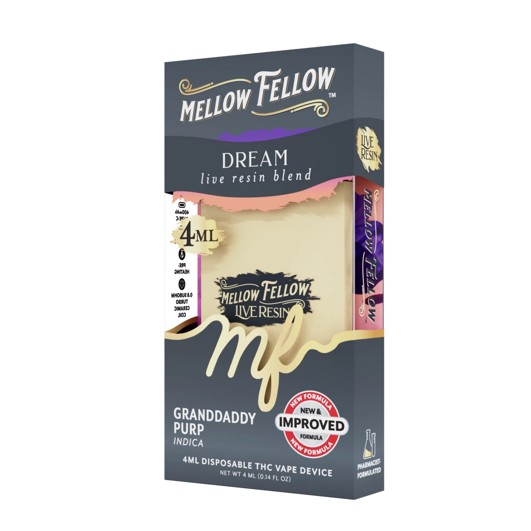 Dream Blend 4ml Live Resin Disposable Vape - Granddaddy Purp (Indica) - Mellow Fellow