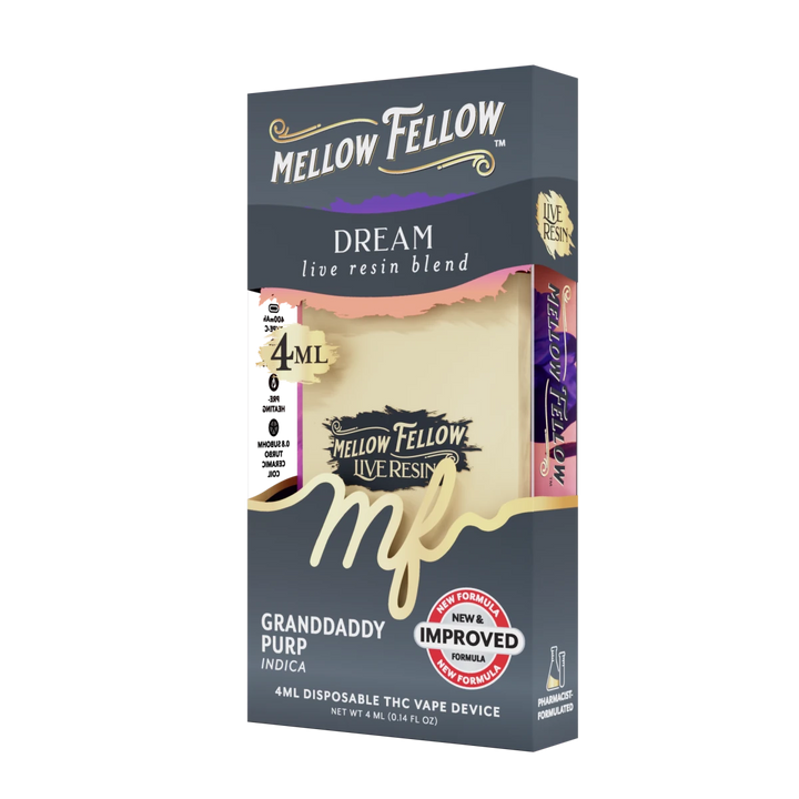 Dream Blend 4ml Live Resin Disposable Vape - Granddaddy Purp (Indica) - Mellow Fellow