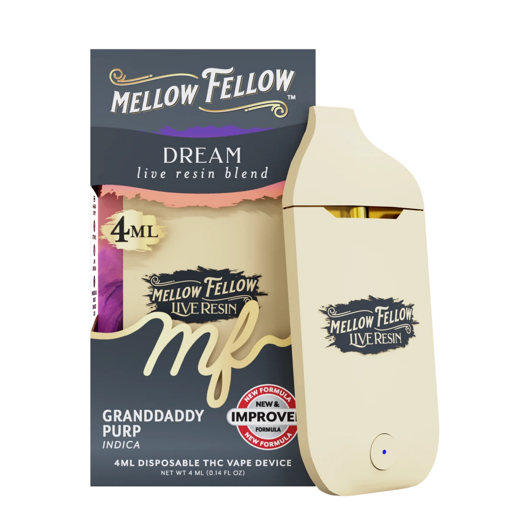 Dream Blend 4ml Live Resin Disposable Vape - Granddaddy Purp (Indica) - Mellow Fellow