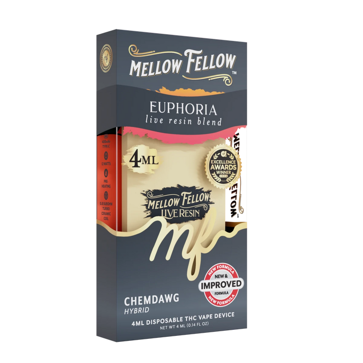 Euphoria Blend 4ml Live Resin Disposable Vape - Chemdawg (Hybrid) - Mellow Fellow