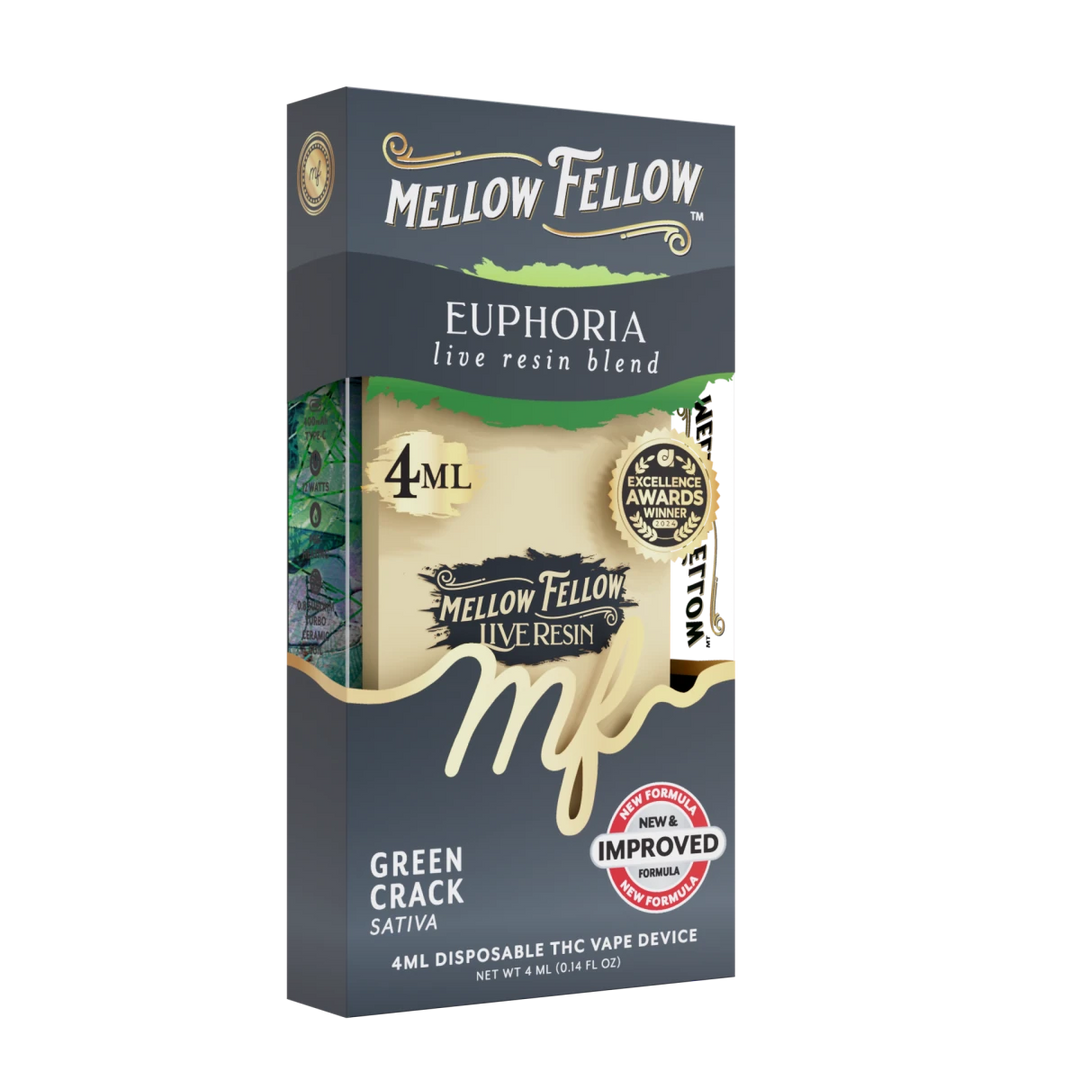 Euphoria Blend 4ml Live Resin Disposable Vape - Green Crack (Sativa) - Mellow Fellow
