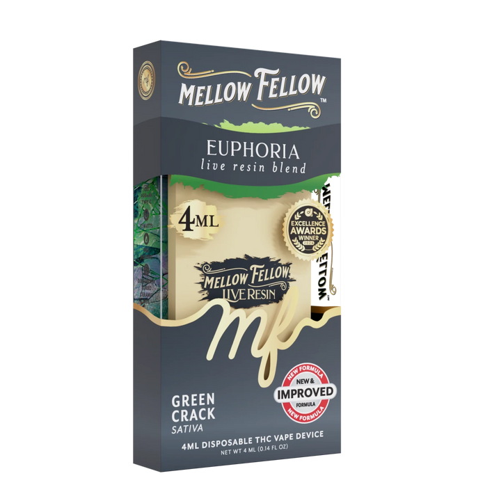 Euphoria Blend 4ml Live Resin Disposable Vape - Green Crack (Sativa) - Mellow Fellow