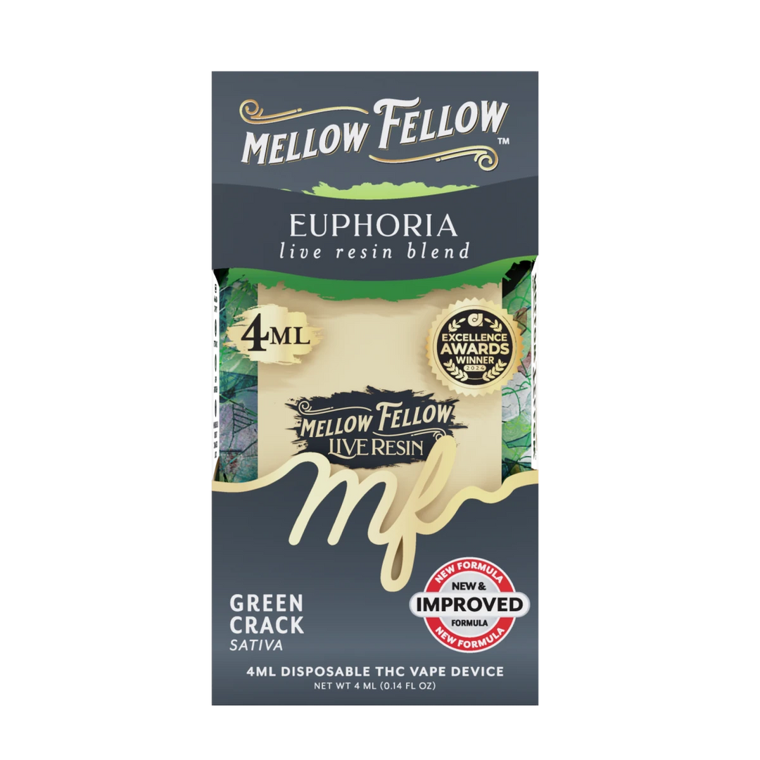 Euphoria Blend 4ml Live Resin Disposable Vape - Green Crack (Sativa) - Mellow Fellow