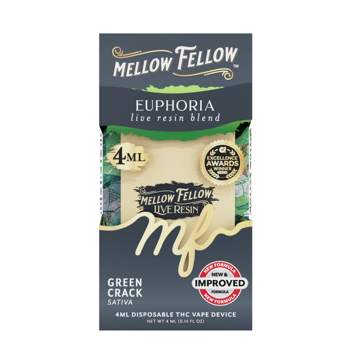 Euphoria Blend 4ml Live Resin Disposable Vape - Green Crack (Sativa) - Mellow Fellow