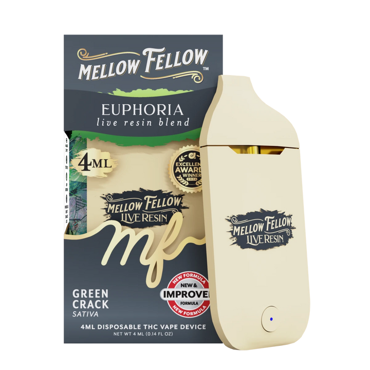 Euphoria Blend 4ml Live Resin Disposable Vape - Green Crack (Sativa) - Mellow Fellow